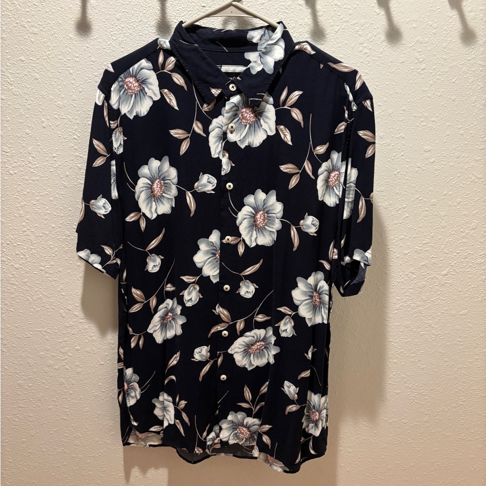Barney Cools Navy Floral Button Down Shirt